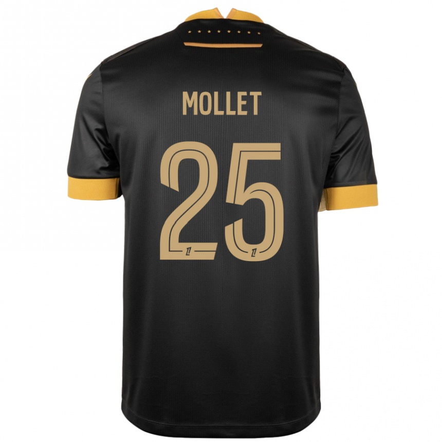 Men Football Florent Mollet #25 Black Brown Away Jersey 2024/25 T-Shirt Uk