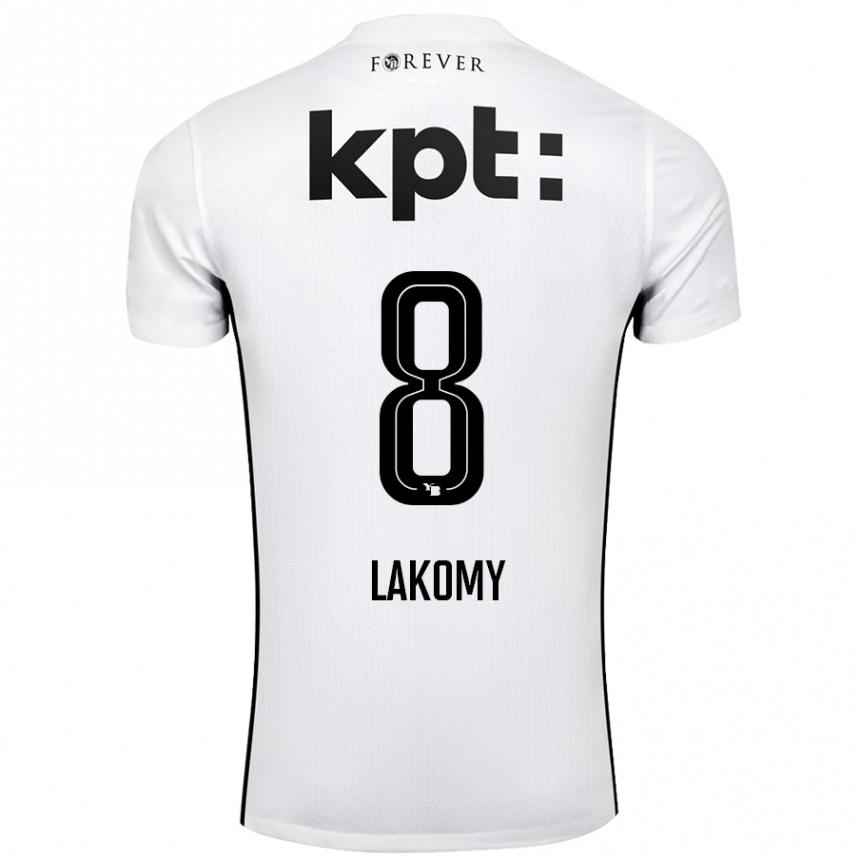 Men Football Lukasz Lakomy #8 White Black Away Jersey 2024/25 T-Shirt Uk