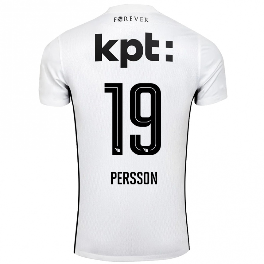 Men Football Noah Persson #19 White Black Away Jersey 2024/25 T-Shirt Uk