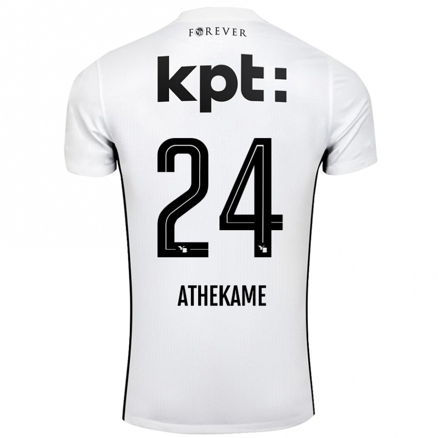 Men Football Zachary Athekame #24 White Black Away Jersey 2024/25 T-Shirt Uk