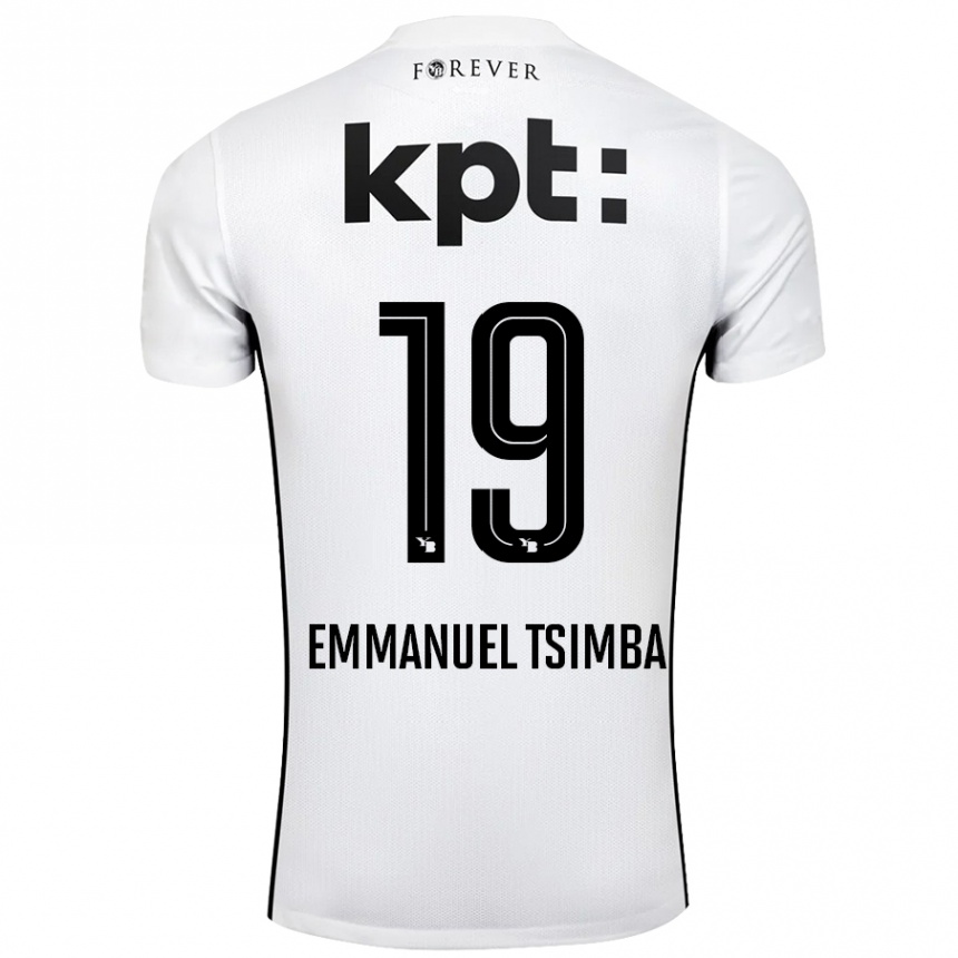 Men Football Felix Emmanuel Tsimba #19 White Black Away Jersey 2024/25 T-Shirt Uk