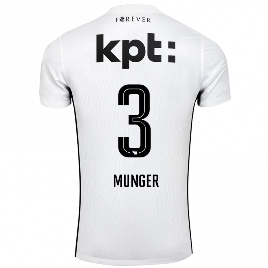 Men Football Noa Münger #3 White Black Away Jersey 2024/25 T-Shirt Uk