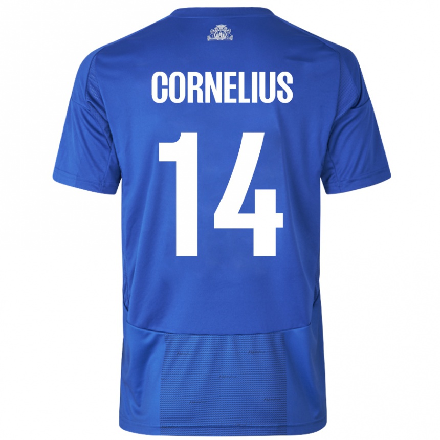 Men Football Andreas Cornelius #14 White Blue Away Jersey 2024/25 T-Shirt Uk