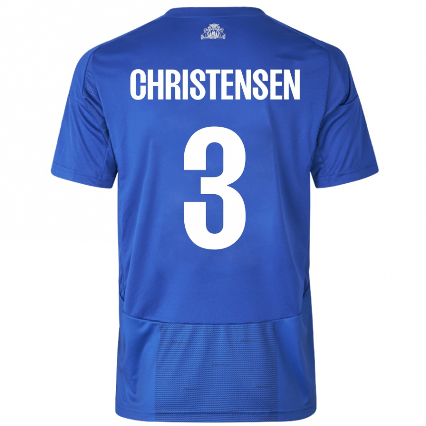 Men Football Sebastian Christensen #3 White Blue Away Jersey 2024/25 T-Shirt Uk