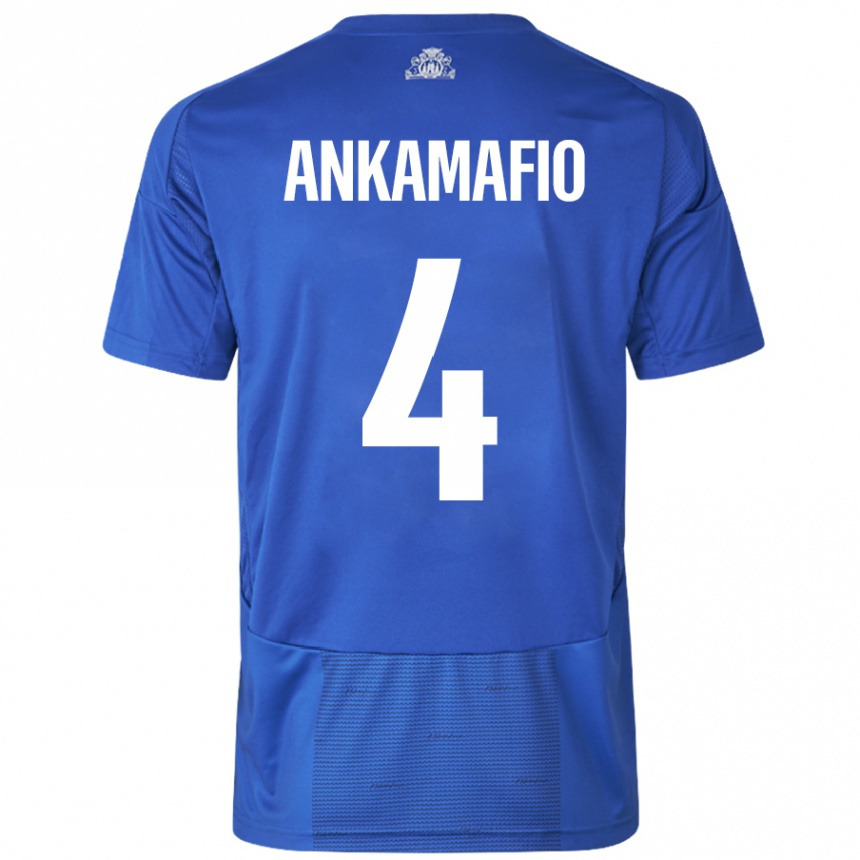 Men Football Graham Ankamafio #4 White Blue Away Jersey 2024/25 T-Shirt Uk