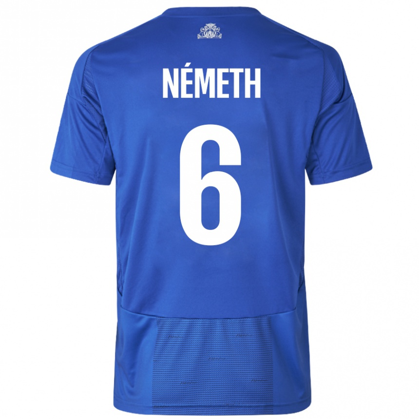 Men Football Hunor Németh #6 White Blue Away Jersey 2024/25 T-Shirt Uk