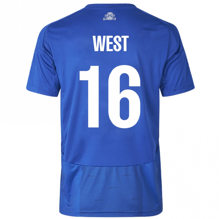 Men Football Liam West #16 White Blue Away Jersey 2024/25 T-Shirt Uk