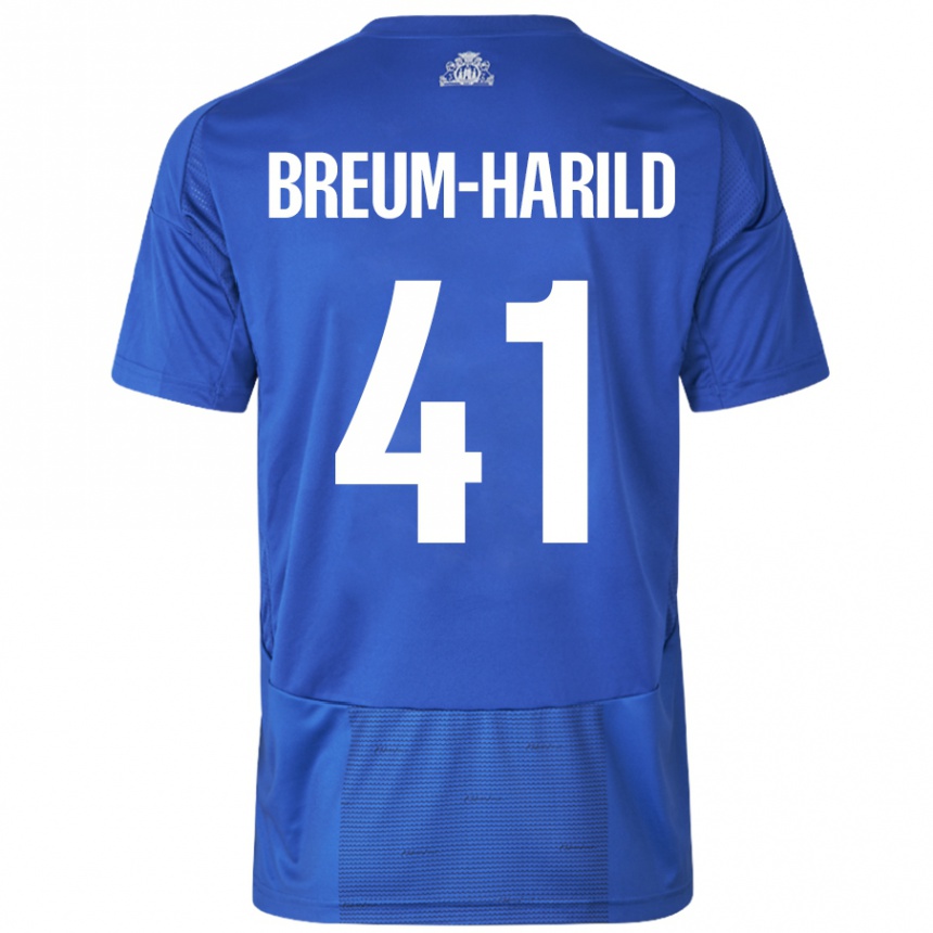 Men Football Tobias Breum-Harild #41 White Blue Away Jersey 2024/25 T-Shirt Uk