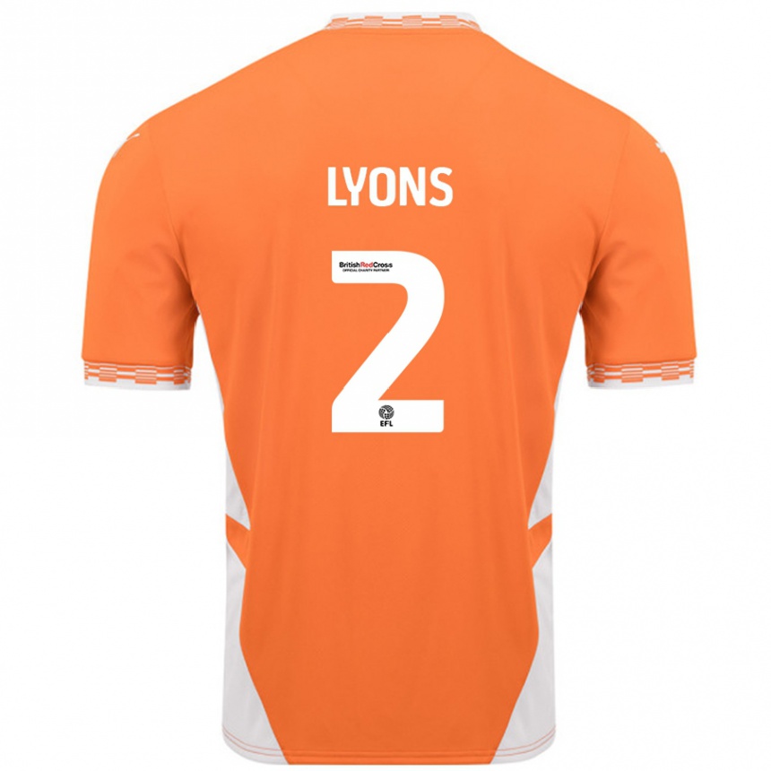 Women Football Andy Lyons #2 Orange White Home Jersey 2024/25 T-Shirt Uk