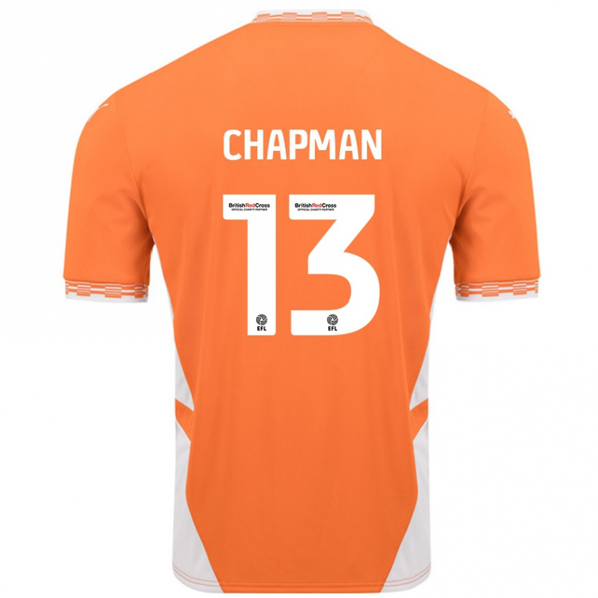 Women Football Mackenzie Chapman #13 Orange White Home Jersey 2024/25 T-Shirt Uk