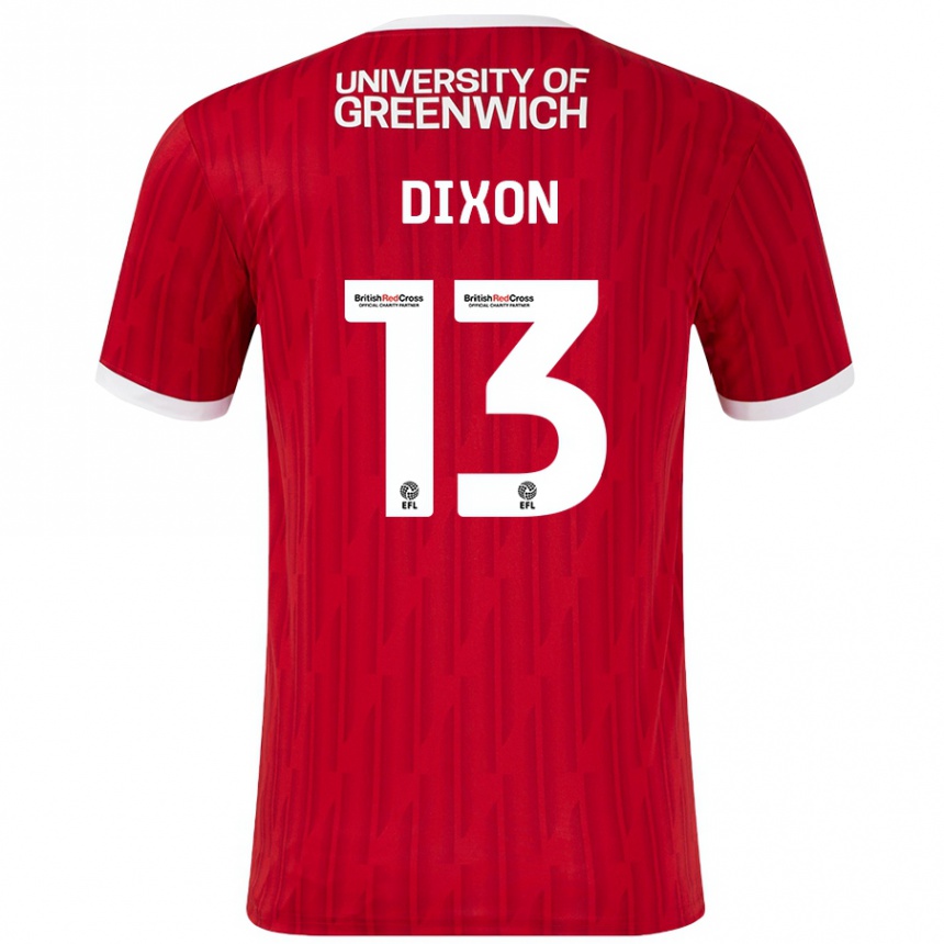 Women Football Kaheim Dixon #13 Red White Home Jersey 2024/25 T-Shirt Uk