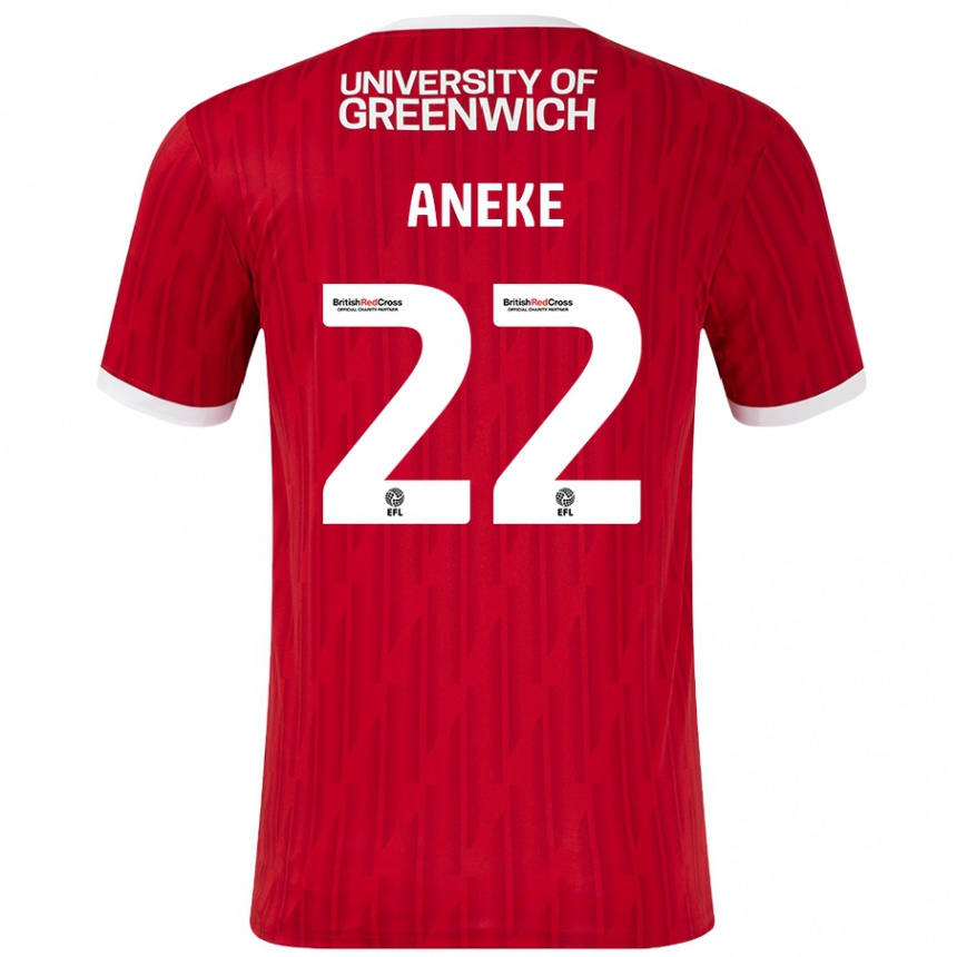 Women Football Chuks Aneke #22 Red White Home Jersey 2024/25 T-Shirt Uk