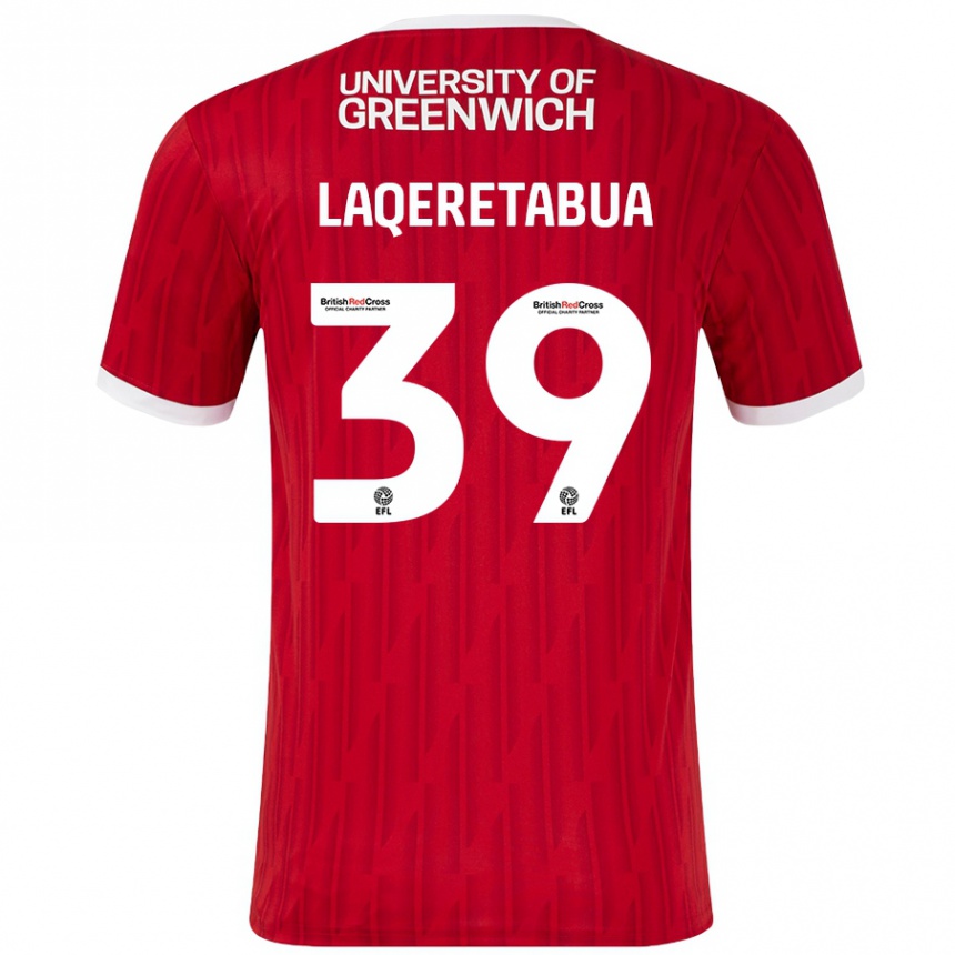 Women Football Josh Laqeretabua #39 Red White Home Jersey 2024/25 T-Shirt Uk