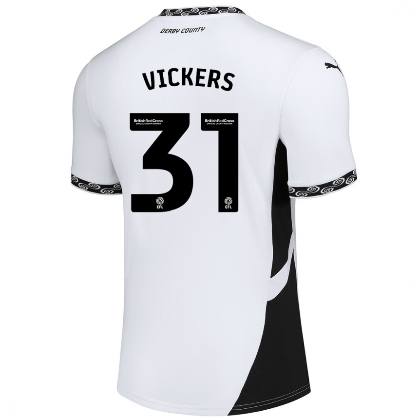 Women Football Josh Vickers #31 White Black Home Jersey 2024/25 T-Shirt Uk