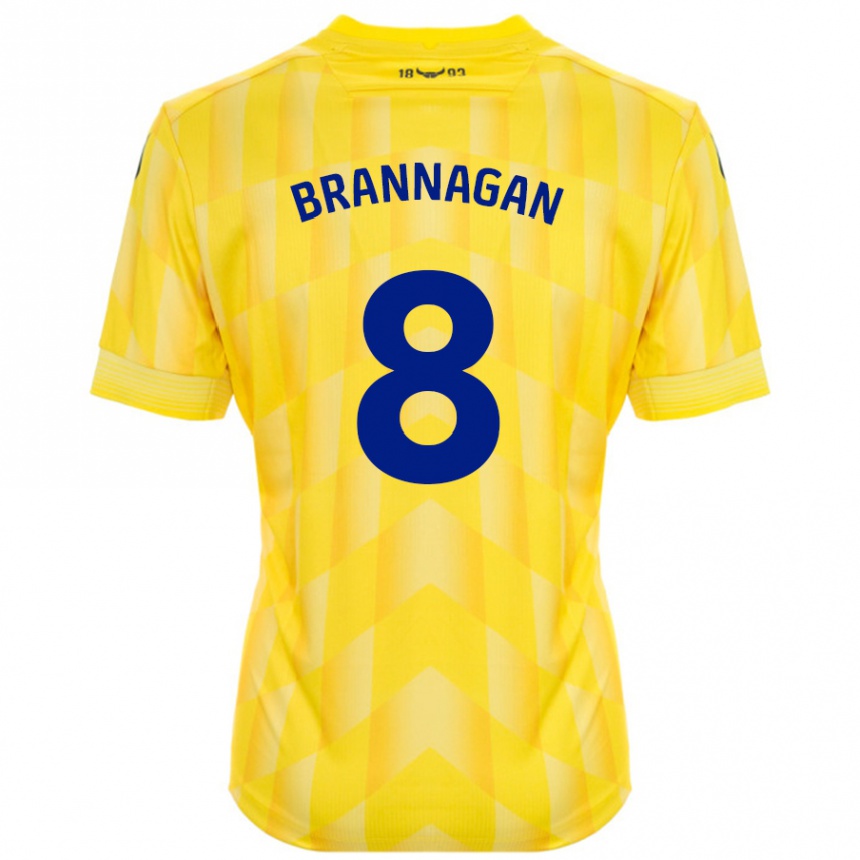 Women Football Cameron Brannagan #8 Yellow Home Jersey 2024/25 T-Shirt Uk