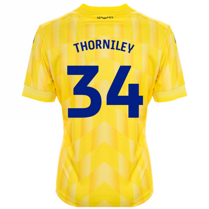 Women Football Jordan Thorniley #34 Yellow Home Jersey 2024/25 T-Shirt Uk