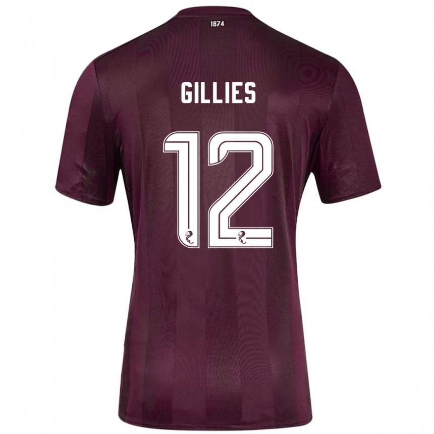 Women Football Matthew Gillies #12 Burgundy Home Jersey 2024/25 T-Shirt Uk