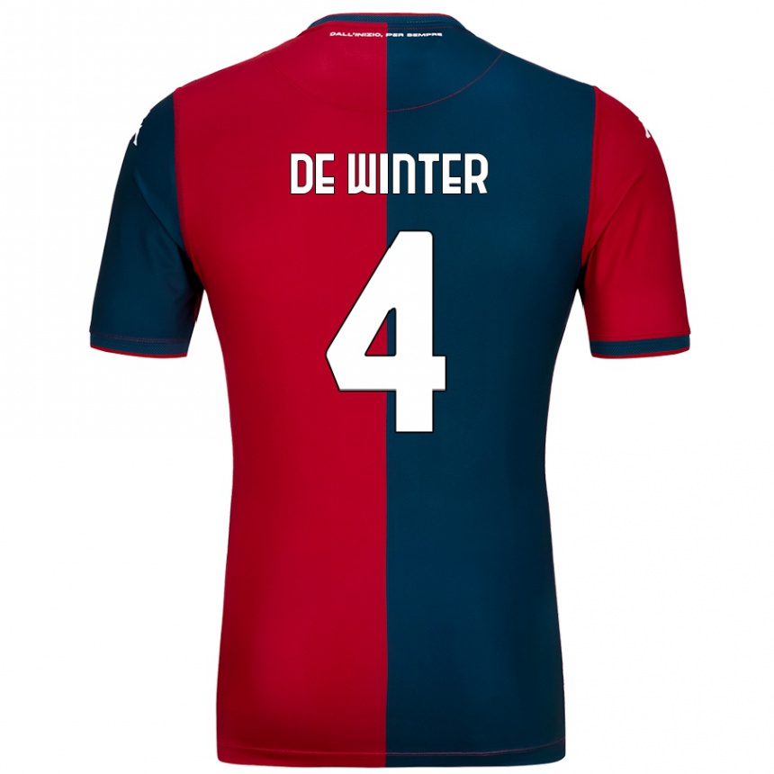 Women Football Koni De Winter #4 Red Dark Blue Home Jersey 2024/25 T-Shirt Uk