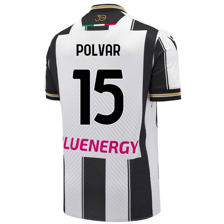 Women Football Francesco Polvar #15 White Black Home Jersey 2024/25 T-Shirt Uk