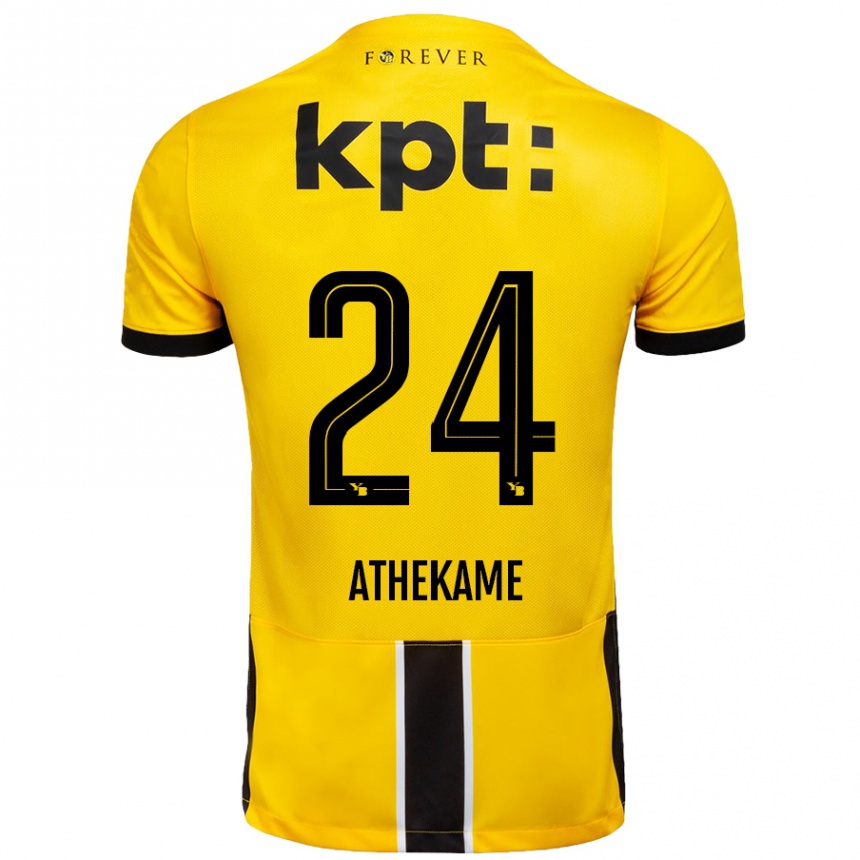 Women Football Zachary Athekame #24 Yellow Black Home Jersey 2024/25 T-Shirt Uk