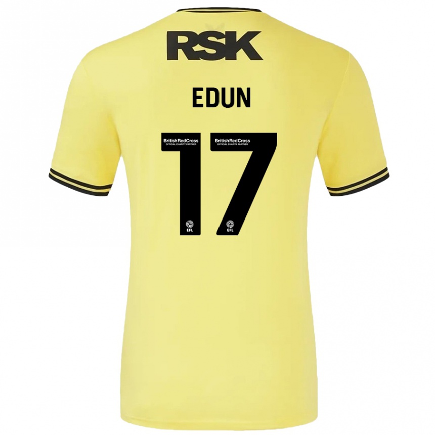 Women Football Tayo Edun #17 Yellow Black Away Jersey 2024/25 T-Shirt Uk