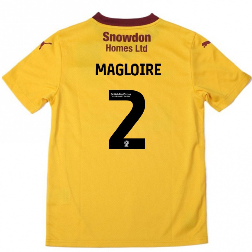 Women Football Tyler Magloire #2 Orange  Burgundy Away Jersey 2024/25 T-Shirt Uk