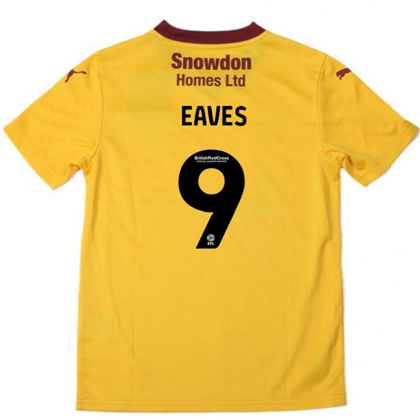 Women Football Tom Eaves #9 Orange  Burgundy Away Jersey 2024/25 T-Shirt Uk