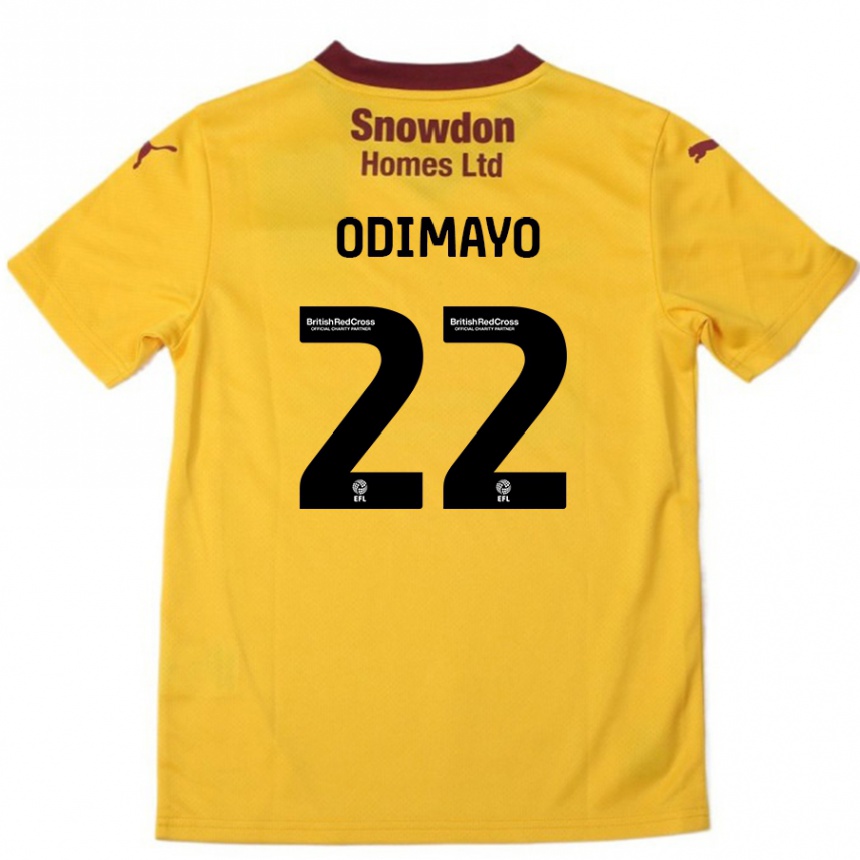 Women Football Akin Odimayo #22 Orange  Burgundy Away Jersey 2024/25 T-Shirt Uk