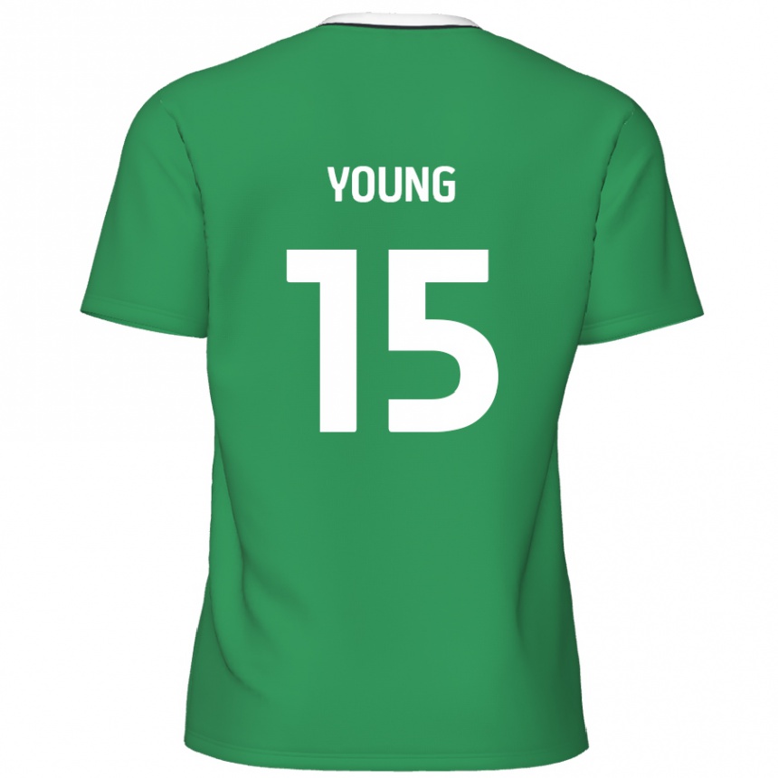 Women Football Jack Young #15 Green White Stripes Away Jersey 2024/25 T-Shirt Uk