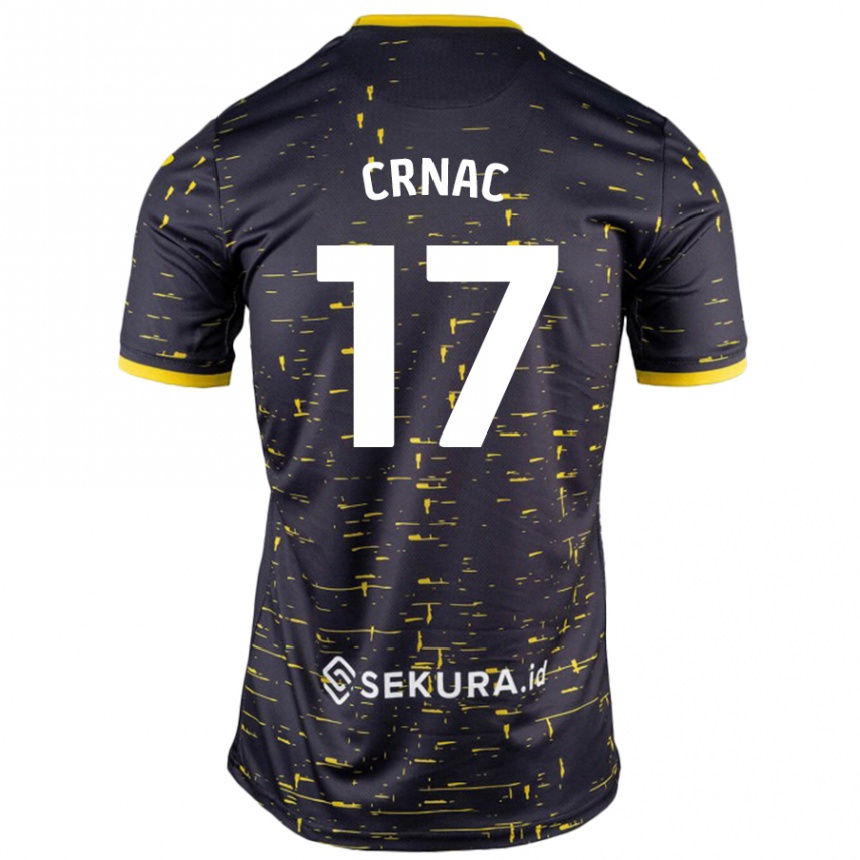 Women Football Ante Crnac #17 Black Yellow Away Jersey 2024/25 T-Shirt Uk