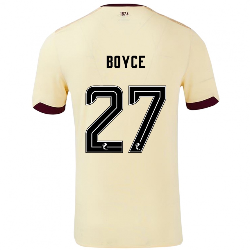 Women Football Liam Boyce #27 Cream Burgundy Away Jersey 2024/25 T-Shirt Uk