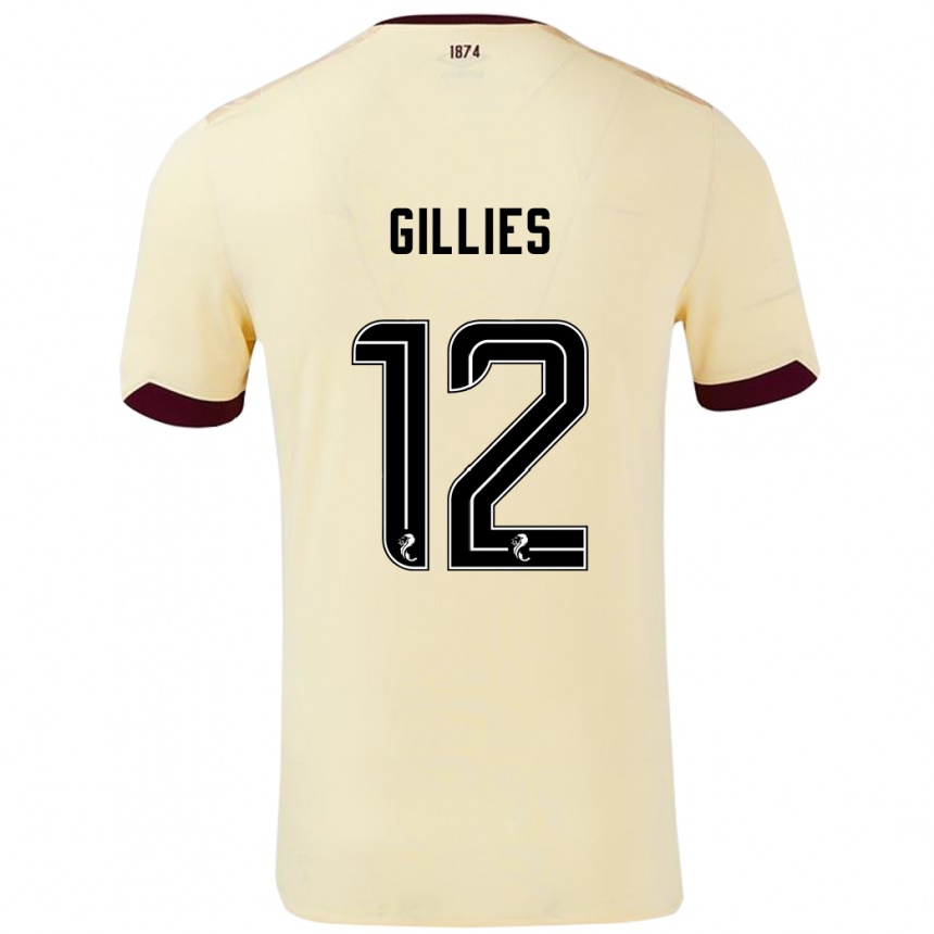 Women Football Matthew Gillies #12 Cream Burgundy Away Jersey 2024/25 T-Shirt Uk