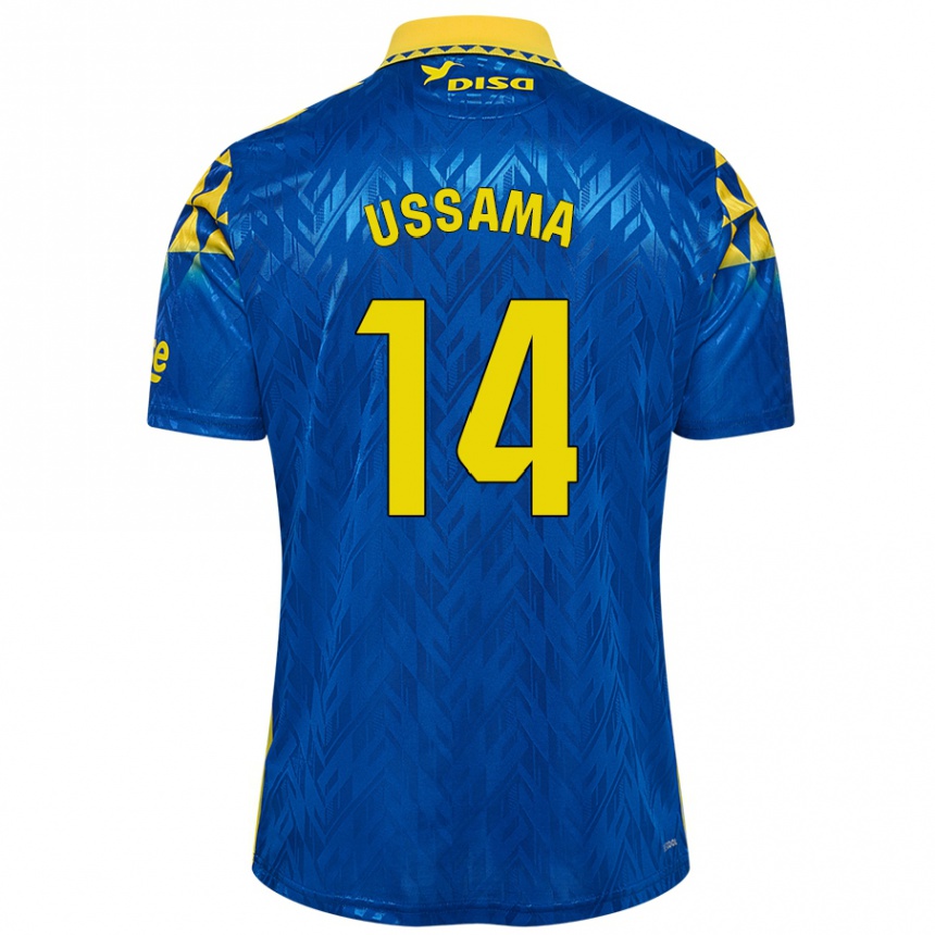 Women Football Ussama #14 Blue Yellow Away Jersey 2024/25 T-Shirt Uk