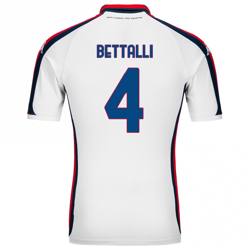 Women Football Giorgia Bettalli #4 White Away Jersey 2024/25 T-Shirt Uk