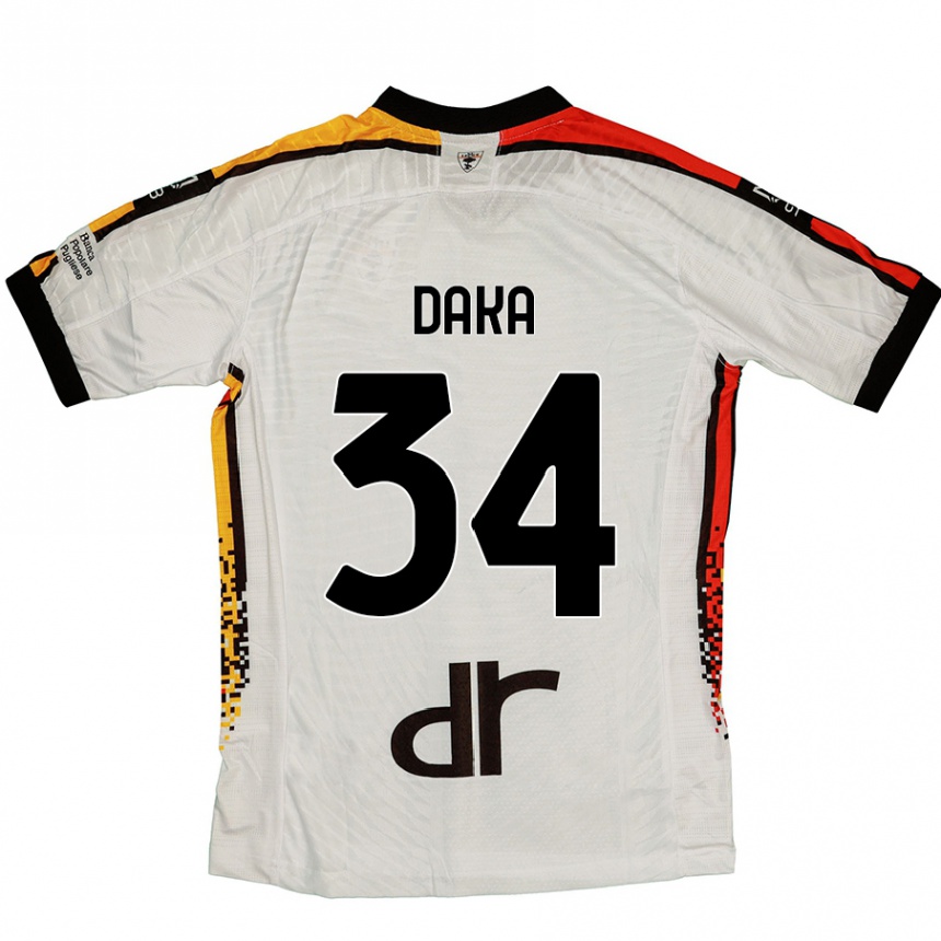 Women Football Dario Daka #34 White Black Away Jersey 2024/25 T-Shirt Uk