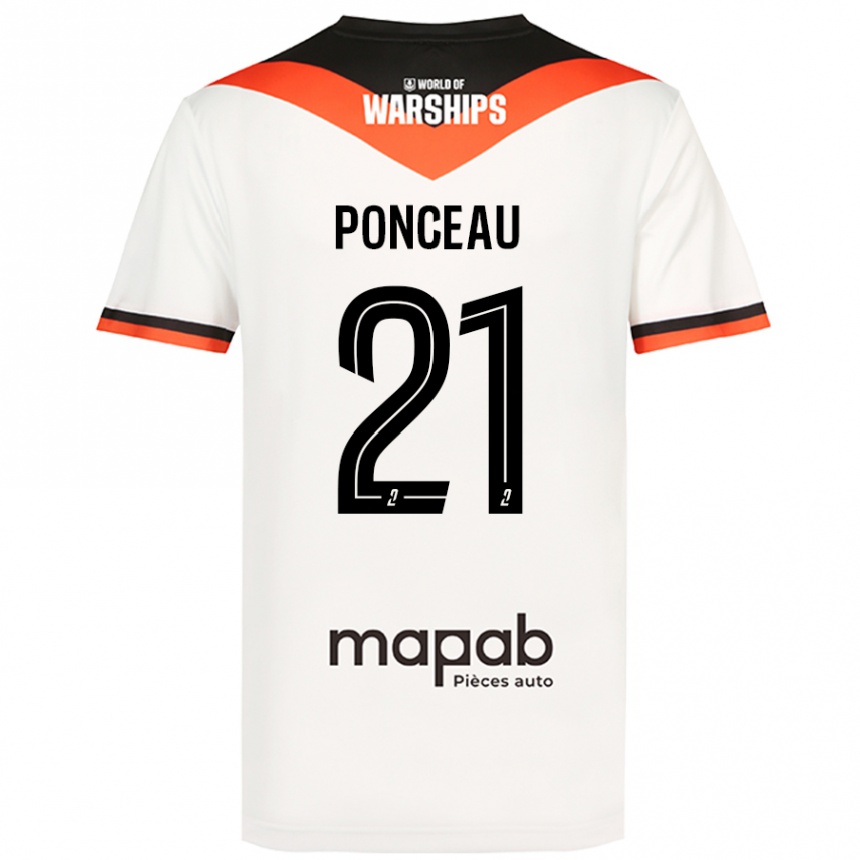 Women Football Julien Ponceau #21 White Away Jersey 2024/25 T-Shirt Uk